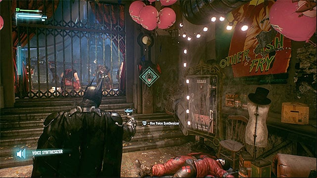 Use voice synthesizer to unlock the main hall entrance - Stop Harley Quinn from taking the Joker infected (continued) | Main story - Main story - Batman: Arkham Knight Game Guide & Walkthrough