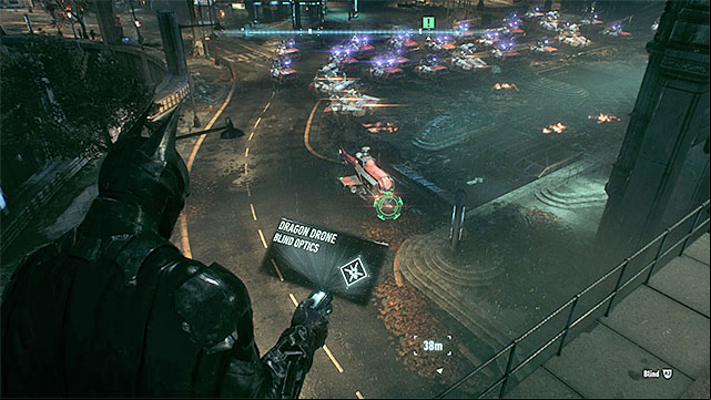 Hack the flying machine and jump to the upper part of the underground parking - Defend the Gotham City Police Department | Main story | Batman Arkham Knight - Main story - Batman: Arkham Knight Game Guide & Walkthrough