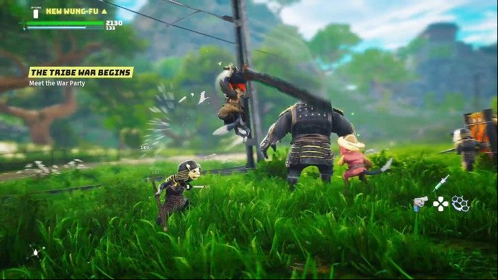 As you walk towards the enemy tribe's outpost, you will come across Myriad warriors fighting Jagni soldiers - Biomutant: The Tribe War Begins - walkthrough - Main tasks - Biomutant Guide