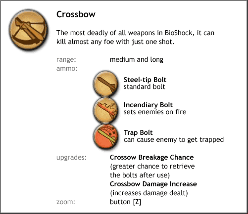 7 - Weapon types in Bioshock - Weapons, tonics, and plasmids - Bioshock Game Guide