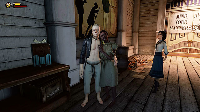 There may be a surprise waiting you in the last corridor leading to the arcade - Choice: Marigold pin | Chapter 7 - Battleship Bay - Chapter 7 - Battleship Bay - BioShock Infinite Guide