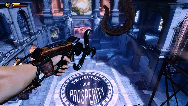 Once youve arrived at the courtyard youll find a locked gate and only Elizabeth will be able to squeeze through a small opening - Find Slate past the First Ladys memorial | Chapter 10 - Inside the Hall of Heroes - Chapter 10 - Inside the Hall of Heroes - BioShock Infinite Guide