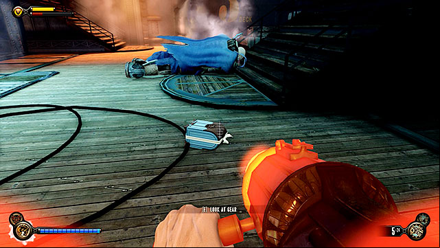 Dont forget to collect Gear #38 left by the slain Handyman - Find a way to the top deck | Chapter 38 - Engineering Deck - Chapter 38 - Engineering Deck - BioShock Infinite Guide