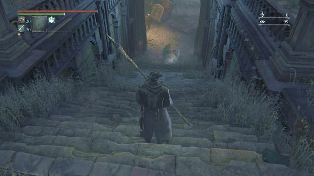 The pig on the stairs welcomes you with a charge. - Yahargul, The Unseen Village - Underground Jail | Walkthrough - Walkthrough - Bloodborne Game Guide & Walkthrough