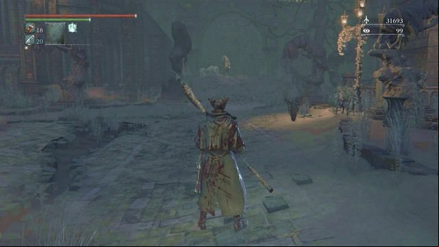 At the end of the road, you encounter lots of vicious dogs, a catcher and find an interesting weapon. - Yahargul, The Unseen Village - Underground Jail | Walkthrough - Walkthrough - Bloodborne Game Guide & Walkthrough