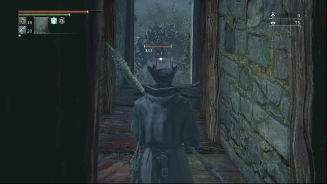 If you take several steps back, on the rooftop, the enemy will get stuck in the door and make it easier for you to deal damage. - Find a safe place | Side quests - Side quests - Bloodborne Game Guide & Walkthrough