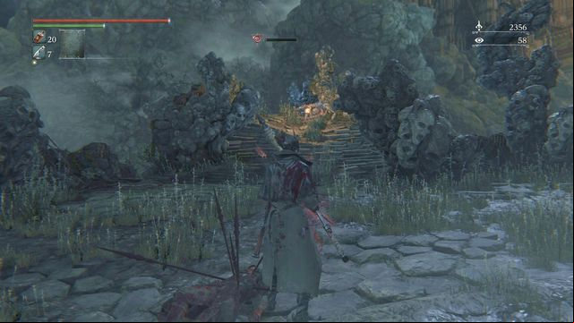 Behind the bridge you will be no longer threatened by increasing frenzy. - Nightmare of Mensis | Walkthrough - Walkthrough - Bloodborne Game Guide & Walkthrough