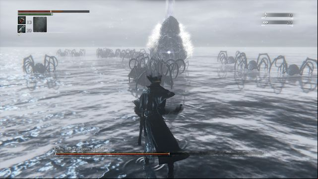 The boss getting ready to attack. - Rom, the Vacuous Spider | Boss Fights - Boss Fights - Bloodborne Game Guide & Walkthrough
