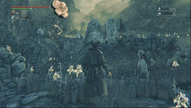 Watch out for rocks flying towards you. - Nightmare Frontier | Walkthrough - Walkthrough - Bloodborne Game Guide & Walkthrough