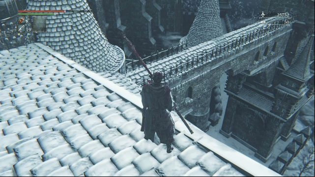 Then go out through another stairs to the frozen roof - Forsaken Castle Cainhurst | Walkthrough - Walkthrough - Bloodborne Game Guide & Walkthrough
