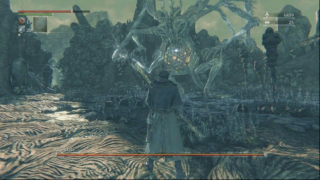 Watch out for the laser attack that deals great damage. - Amygdala | Boss Fights - Boss Fights - Bloodborne Game Guide & Walkthrough