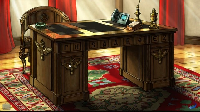 Press the symbols in correct order () - George - Medovskys Library, Medovskys Study - London - Broken Sword: The Serpents Curse - Game Guide and Walkthrough