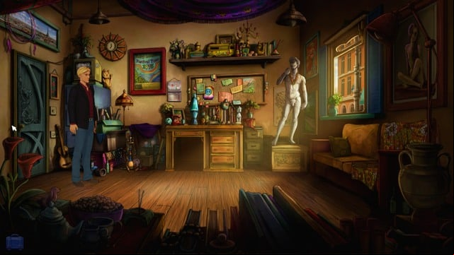 Finally, you have the keys to the secret safe underneath the statue - George - Gallery, Bijous Apartment, Vera Security - Paris - The Next Visit - Broken Sword: The Serpents Curse - Game Guide and Walkthrough