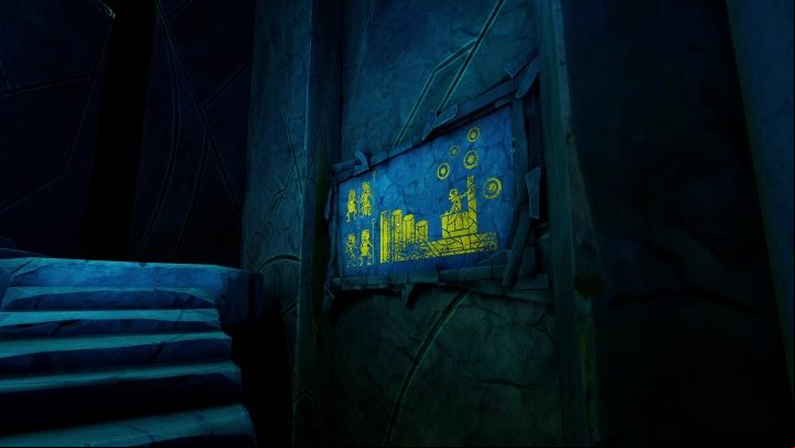 You'll find this mural right behind the front door - Call of the Sea: Chapter 6, Fhalgofn - wall paintings - Wall paintings - Call of the Sea Guide