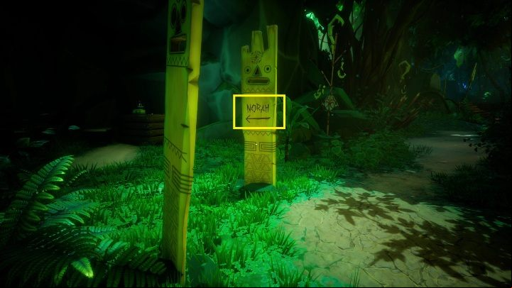 Stand with your back to the gate and look at one of the signs - Call of the Sea: Chapter 1, 74 Miles East of Otaheité - a guide - Transition description - Call of the Sea Guide