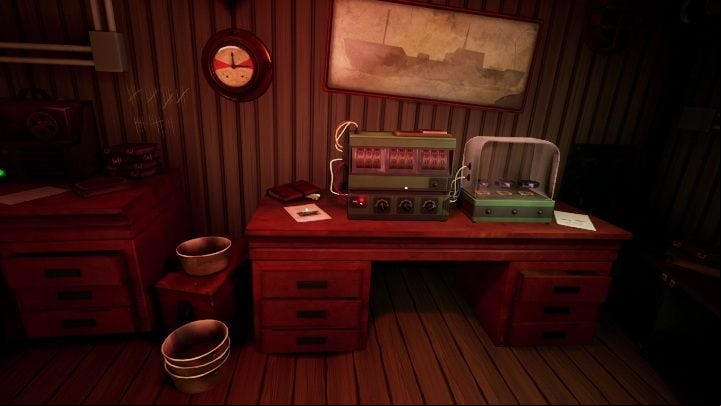 The floating stones machine in on a wooden desk - Call of the Sea: Floating stones - puzzle, Chapter 3 - Chapter 3 - Call of the Sea Guide
