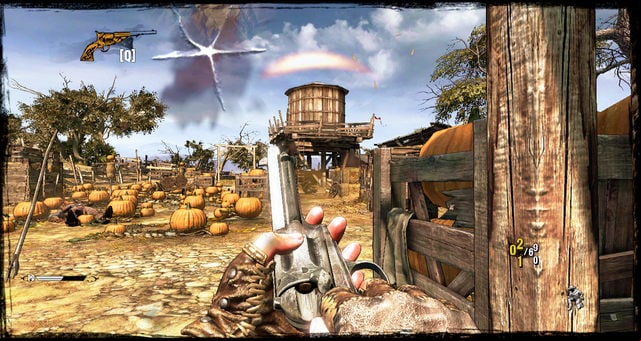 Fighting in-between pumpkins (5 points per pumpkin) - Episode 1 - Once Upon a Time in Stinking Springs - Walkthrough - Call of Juarez: Gunslinger - Game Guide and Walkthrough