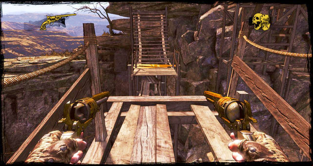 Here's where you need to jump over to the second platform - Episode 5 - The Magnificent One - Walkthrough - Call of Juarez: Gunslinger - Game Guide and Walkthrough