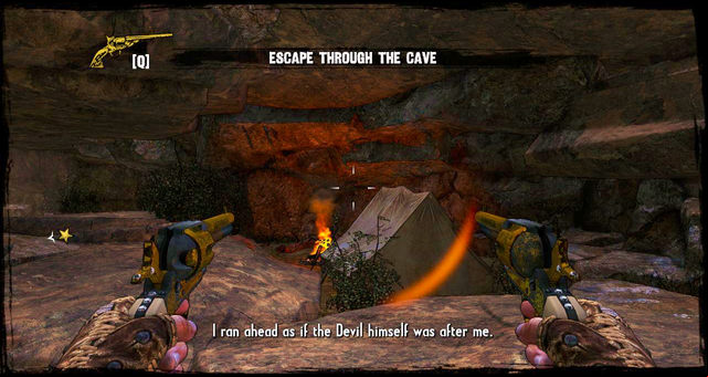 The tent in the cave, the secret inside - Episode 3 - Nuggets of Truth (Secrets) - Call of Juarez: Gunslinger - Game Guide and Walkthrough