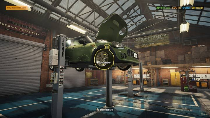 When the car is raised, you can access the suspension from the front and from the back - Car Mechanic Simulator 2021: Replacing Parts - Basics - Car Mechanic Simulator 2021 Guide