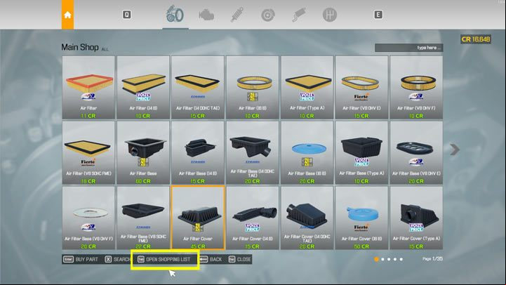 Once you're on the store page, press the Open Shopping List button - Car Mechanic Simulator 2021: Replacing Parts - Basics - Car Mechanic Simulator 2021 Guide