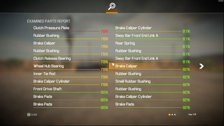 Afterwards, you will see the condition of the suspension parts, brakes, steering and clutch - Car Mechanic Simulator 2021: Test Track - Locations - Car Mechanic Simulator 2021 Guide