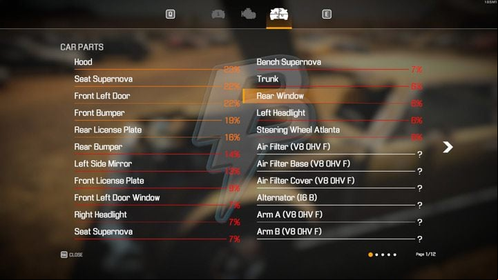 By selecting the status of the car from the wheel menu, you can preview its technical condition - Car Mechanic Simulator 2021: Car Auctions - Locations - Car Mechanic Simulator 2021 Guide