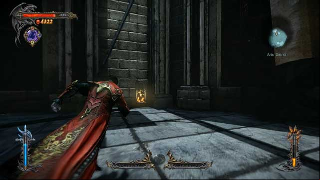 A Memorial in the building with platforms hanging from the ceiling. - Mission 8 - The Hooded Man - Memorials and Soldier Diaries - First - Castlevania: Lords of Shadow 2 - Game Guide and Walkthrough
