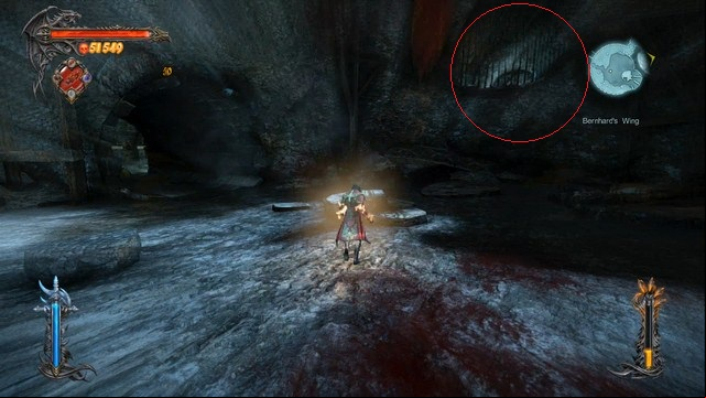 The red marker shows the tunnel leading to a Soldier Diary. - Bernhards Wing - Collectibles - second - Castlevania: Lords of Shadow 2 - Game Guide and Walkthrough