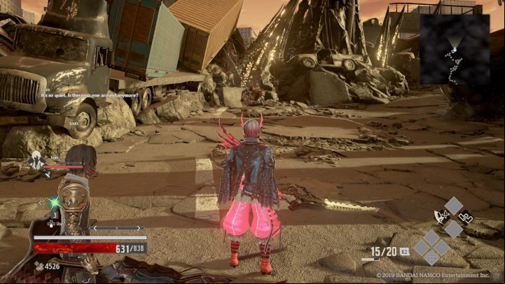 One enemy sits near the large container truck - Ruined City Center | Code Vein Walkthrough - Area E-13 - Code Vein Guide