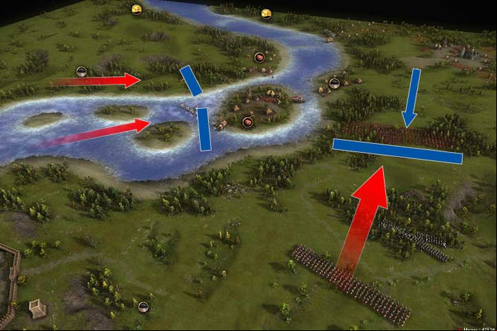 Once you receive information about the incoming horde, position most of your forces south from the city and east from your island - Rebuilding the Zaporozhian Sich | Cossacks Gain Fame Campaign - Cossacks Gain Fame Campaign - Cossacks 3 Game Guide