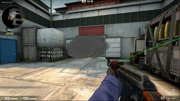 The grenade will explode directly in the age between the hangar and the spot where bomb A is planted - Cache | Tournament maps in CS GO - Tournament Maps in Counter Strike: Global Offensive - CS GO Game Guide