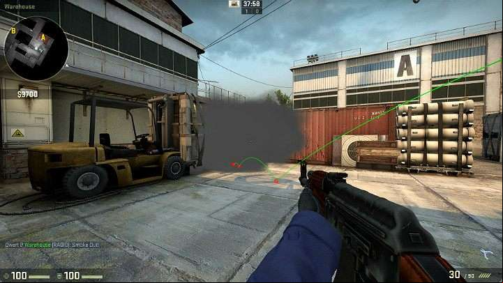 The grenade will bounce off the crates and drop deeper at point A - Cache | Tournament maps in CS GO - Tournament Maps in Counter Strike: Global Offensive - CS GO Game Guide