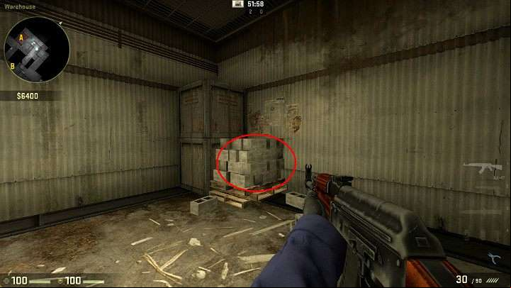 You can use the bricks marked on the above picture to jump on the highest crate - Cache | Tournament maps in CS GO - Tournament Maps in Counter Strike: Global Offensive - CS GO Game Guide