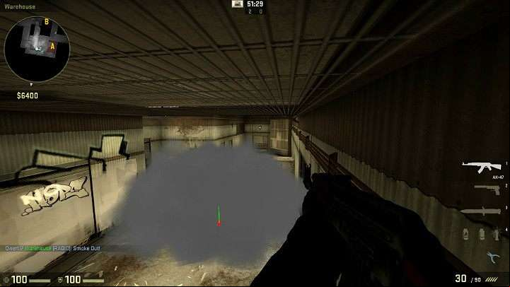 While standing in this place you have a nice shooting position against enemies entering the hangar, even if they are behind a smoke cover - Cache | Tournament maps in CS GO - Tournament Maps in Counter Strike: Global Offensive - CS GO Game Guide