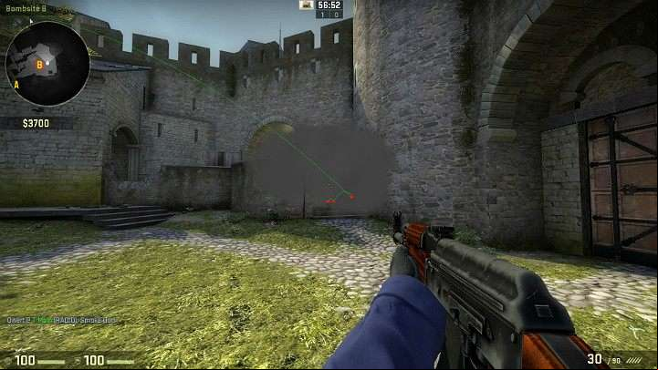 The grenade will fly above the roof of the tunnel and it will drop on the stairs, limiting the visibility of players trying to defend this position - Cache | Tournament maps in CS GO - Tournament Maps in Counter Strike: Global Offensive - CS GO Game Guide