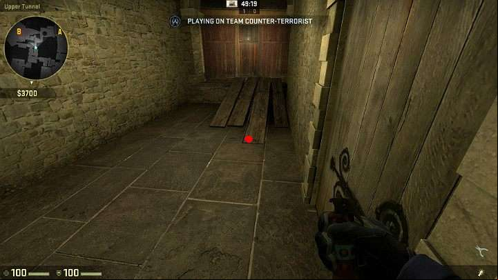 Position yourself in the corner of the corridor and aim at the marked point - Cache | Tournament maps in CS GO - Tournament Maps in Counter Strike: Global Offensive - CS GO Game Guide