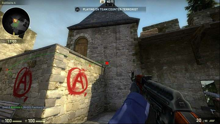 The grenade will bounce off the wall, then fly above the narrow roof and explode slightly further - Cache | Tournament maps in CS GO - Tournament Maps in Counter Strike: Global Offensive - CS GO Game Guide