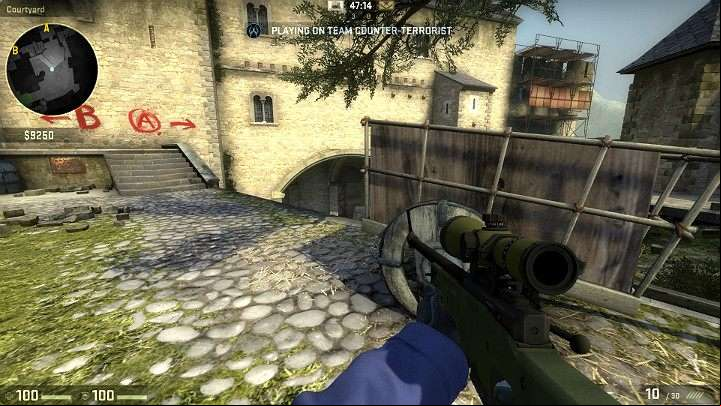 The shooting position behind the cart enables you to shoot and immediately hide from the enemy - Cache | Tournament maps in CS GO - Tournament Maps in Counter Strike: Global Offensive - CS GO Game Guide