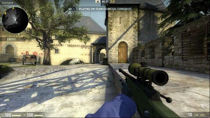 The shooting position in the lower terrain enables you to crouch and hide behind the front garbage container - Cache | Tournament maps in CS GO - Tournament Maps in Counter Strike: Global Offensive - CS GO Game Guide