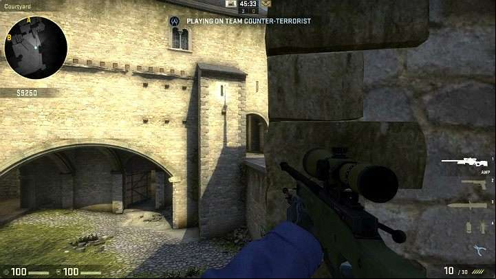 The shooting position behind the pillar, in the middle of Terrorists map - Cache | Tournament maps in CS GO - Tournament Maps in Counter Strike: Global Offensive - CS GO Game Guide
