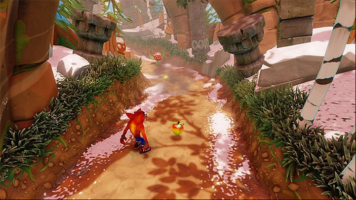 Youll encounter the first opponent shortly after initiating the stage - red carnivorous plants that spew exploding seeds - Diggin It | Crash Bandicoot 2 | Levels - Crash Bandicoot 2 - Alpine Warp Room - Crash Bandicoot N. Sane Trilogy Game Guide