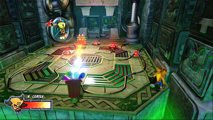 At the end of each phase of the fight, Cortex also tosses several mines that appear in random spots - Dr. Neo Cortex (the Final Boss) | Crash Bandicoot 3 | Boss fights - Crash Bandicoot 3: Warped - Crash Bandicoot N. Sane Trilogy Game Guide