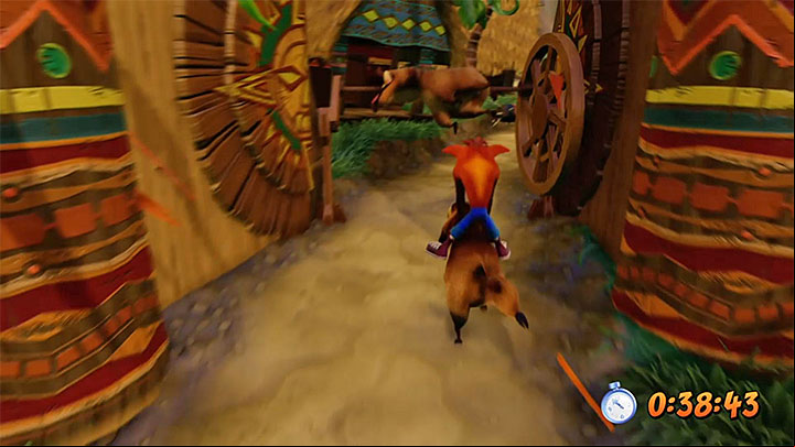 In the final phase of the ride you will encounter a new type of obstacles - grilled hogs - Hog Wild | N. Sanity Island | Levels - Crash Bandicoot - N. Sanity Island - Crash Bandicoot N. Sane Trilogy Game Guide