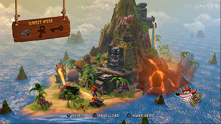 Sunset Vista is one of levels available in Wumpa Island (the picture above) - Cortexs Crazed Contest | Crash Bandicoot | Trophy Guide - Crash Bandicoot - Crash Bandicoot N. Sane Trilogy Game Guide