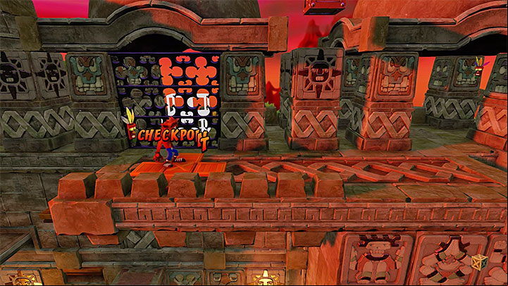 The first token can be found shortly after reaching the checkpoint presented in the picture - Cortexs Crazed Contest | Crash Bandicoot | Trophy Guide - Crash Bandicoot - Crash Bandicoot N. Sane Trilogy Game Guide