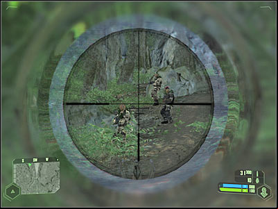 Watch out for enemy snipers - Crysis: Mission 2, Recovery - part 7, walkthrough - Mission 2 - Recovery - Crysis Game Guide