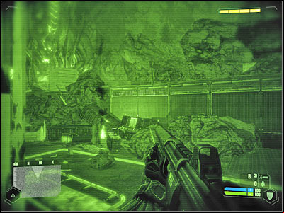 Turn on your night vision goggles before you decide to leave the elevator - Mission 7 - part 1 | Mission 7 - Core - Mission 7 - Core - Crysis Game Guide
