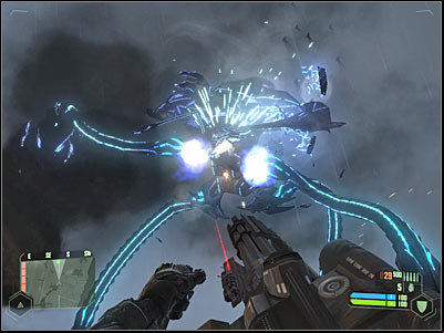 Dont get too close to the Exosuit creature, so you wont get caught by it - FINAL MISSION - part 10 | FINAL MISSION - Reckoning - FINAL MISSION - Reckoning - Crysis Game Guide
