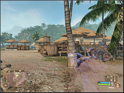 There's a large ammo depot inside the bar and finding it is tied to one of optional objectives of the mission (screen) - Securing KAL's base II - Mission 1: Call me Ishmael - Crysis Warhead - Game Guide and Walkthrough